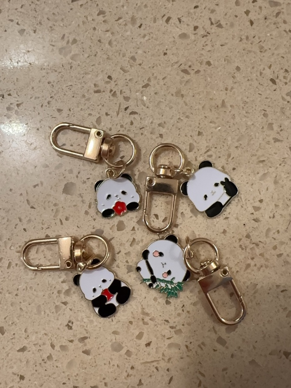 4 Pcs Cute Kawaii Enamel Panda Keychain Clips - Bag Charms & Zipper